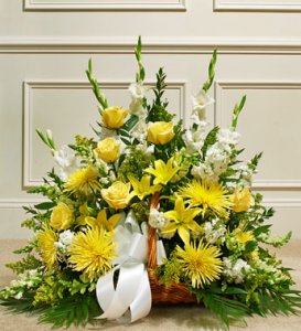 Yellow Sympathy Fireside Basket Yellow Sympathy Fireside Basket