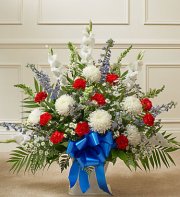 Red, white and Blue Sympathy Floor Basket Red, white and Blue Sympathy Floor Basket