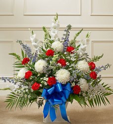 Red, white and Blue Sympathy Floor Basket