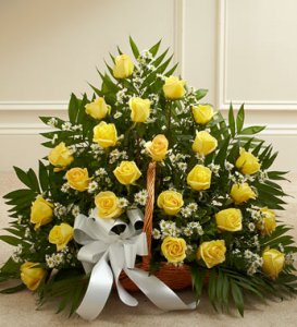 Yellow Roses Sympathy Fireside Basket Yellow Roses Sympathy Fireside Basket