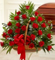 Red Rose Sympathy Fireside Basket
