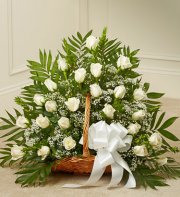 White Rose Sympathy Fireside Basket