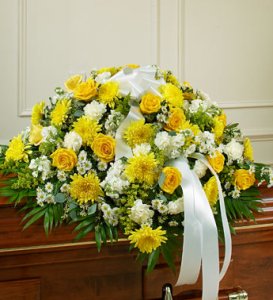 Yellow Sympathy Half Casket Cover Yellow Sympathy Half Casket Cover