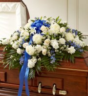 Blue and White Half Casket Cover Blue and White Half Casket Cover