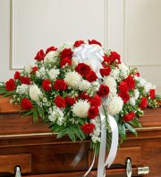 Red and White Sympathy Half Cover Casket Red and White Sympathy Half Cover Casket