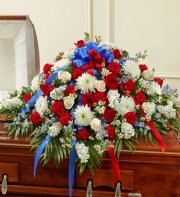 Red, White and Blue Sympathy Half Casket Cover Red, White and Blue Sympathy Half Casket Cover