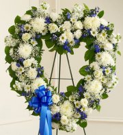 Blue and White Floral Heart Tribute Blue and White Floral Heart Tribute