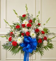 Red, White and Blue Sympathy Standing Basket Red, White and Blue Sympathy Standing Basket