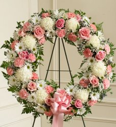 Pink And White Standing Wreath