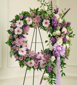 Lavender And White Standing Wreath